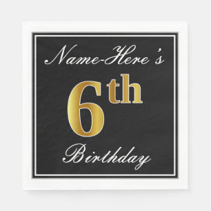 Serviette Jetable Elégant, Faux Gold 6e anniversaire + Nom personnal