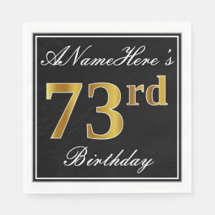 Serviette Jetable Elégant, Faux Gold 73ème anniversaire + Nom pers