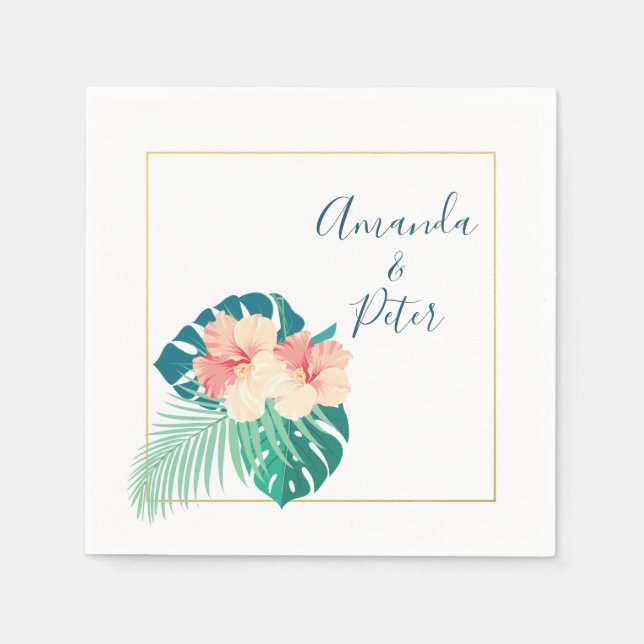Serviette Jetable Élégant Hawaiian Hibiscus papier Mariage Napkins (Devant)