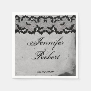 Serviette Jetable Élégant Mariage de dentelle gothique de chauve-sou