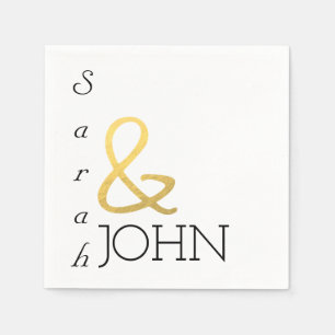 Serviette Jetable élégant minimaliste minimaliste faux mariage or