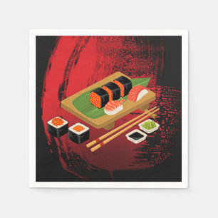 Serviette Jetable Élégant Moderne Chic Événement de Fête de Sushi No