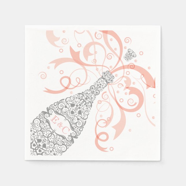 Serviette Jetable Élégant Papier de bouteille de champagne Napkin 2 (Devant)