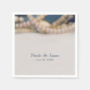 Serviette Jetable Elégant Pearls & Sea Shell Beach Mariage Réception