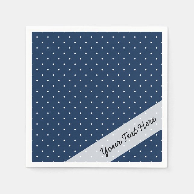 Serviette Jetable élégant petit bleu marine blanc pois motif (Devant)