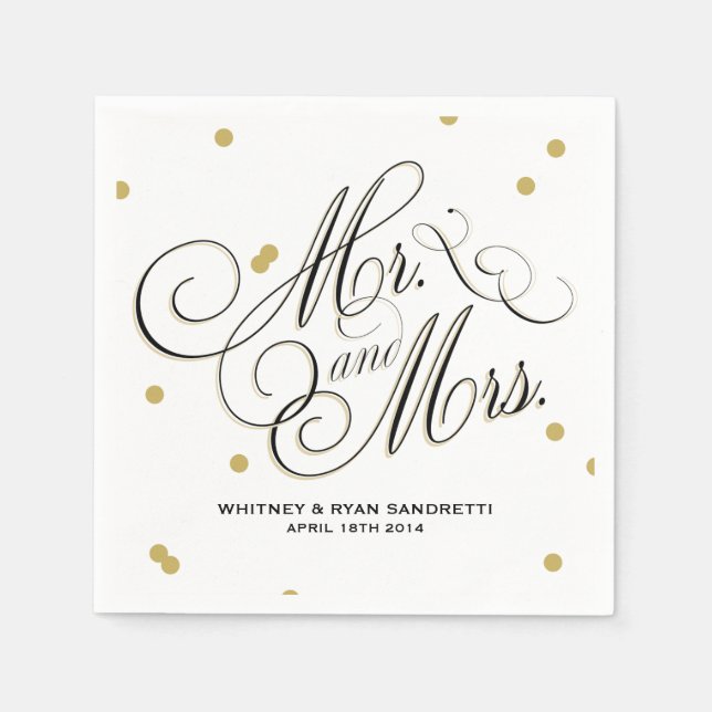 Serviette Jetable Élégant point d'or Napkin (Devant)