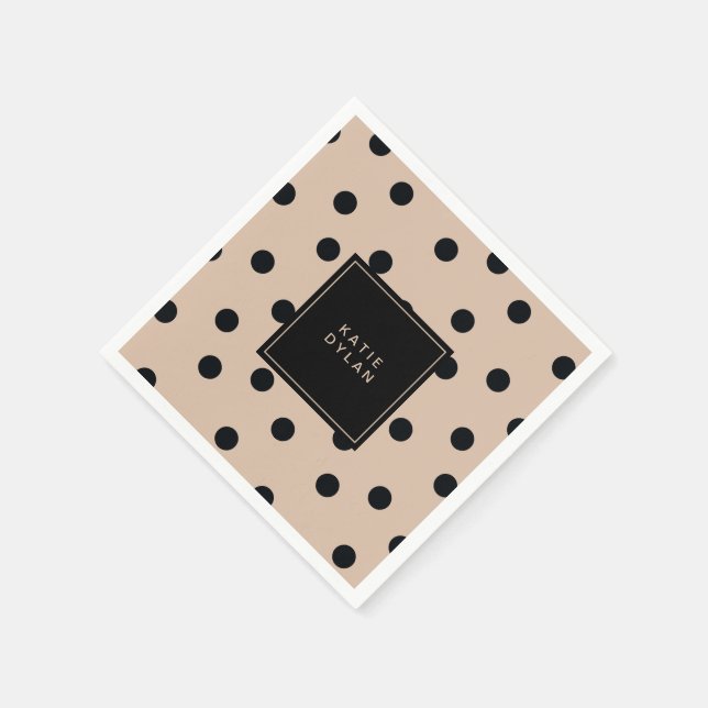 Serviette Jetable Elégant point noir sur beige (Coin)