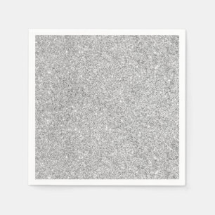 Serviette Jetable Elegant Silver Glitter