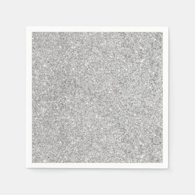 Serviette Jetable Elegant Silver Glitter (Devant)