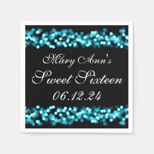 Serviette Jetable Elégant Sweet 16 Anniversaire Hollywood Glam Turqu