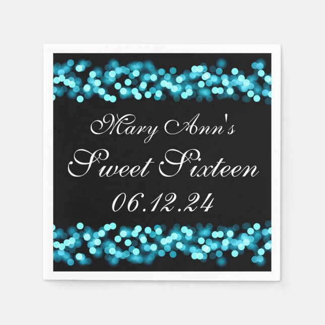Serviette Jetable Elégant Sweet 16 Anniversaire Hollywood Glam Turqu (Devant)