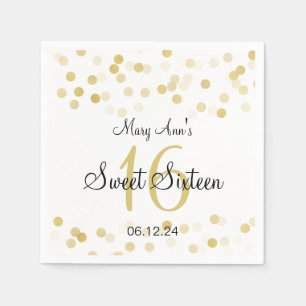 Serviette Jetable Elégant Sweet 16 Faux Gold Foil Parties scintillan