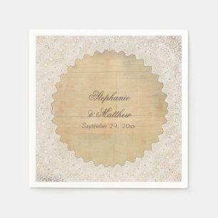 Serviette Jetable Elégante décoration de réception rustique dentelle