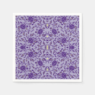 Serviette Jetable Élégante Fleur pourpre Damas