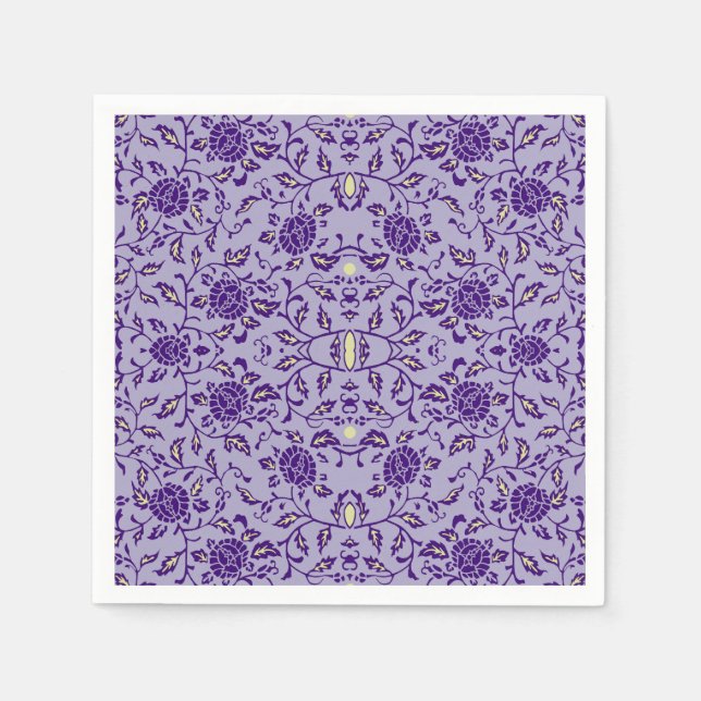 Serviette Jetable Élégante Fleur pourpre Damas (Devant)