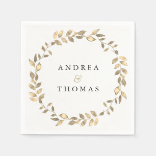 Serviette Jetable Élégante partie d'engagement de la feuille d'or mo
