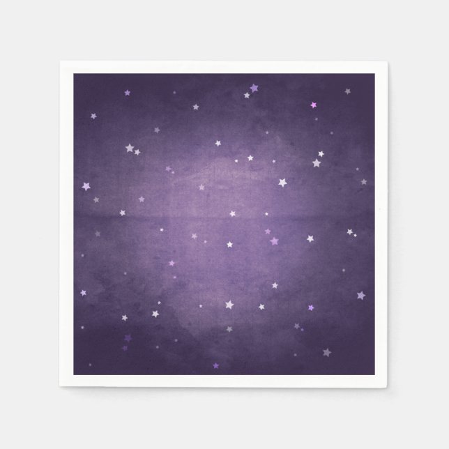 Serviette Jetable Élégante Retro Dark Purple et White Stars Party (Devant)