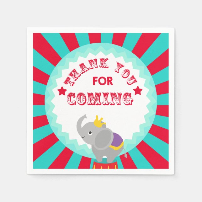 Serviette Jetable éléphant de cirque (Devant)