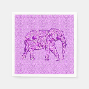 Serviette Jetable Eléphant fleur - améthyste violet