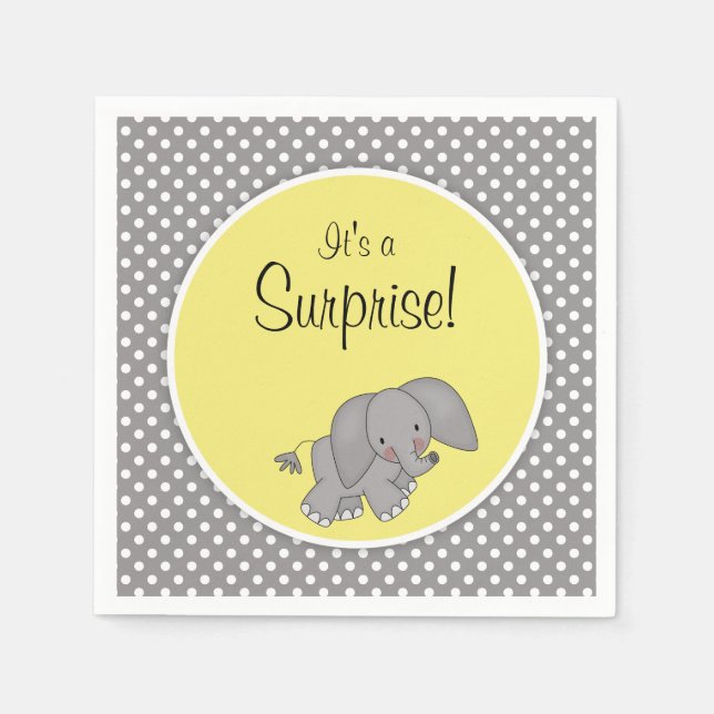 Serviette Jetable Eléphant jaune mignon Baby shower neutre genre (Devant)