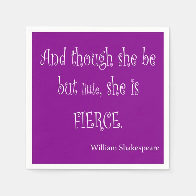 Serviette Jetable Elle Est Petite Elle Est Fierce Shakespeare Citati (Devant)