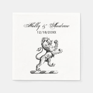 Serviette Jetable Emblème de crête de lion héraldique debout