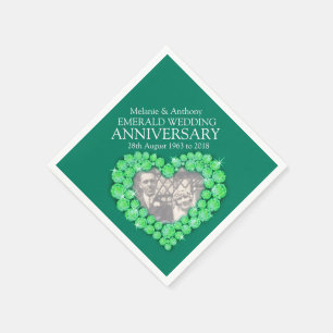 Serviette Jetable Emerald Mariage photo du coeur et nom serviettes