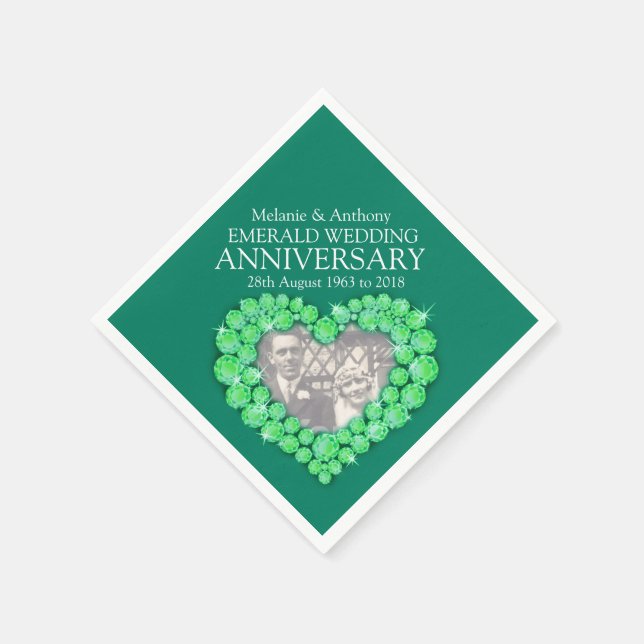 Serviette Jetable Emerald Mariage photo du coeur et nom serviettes (Coin)