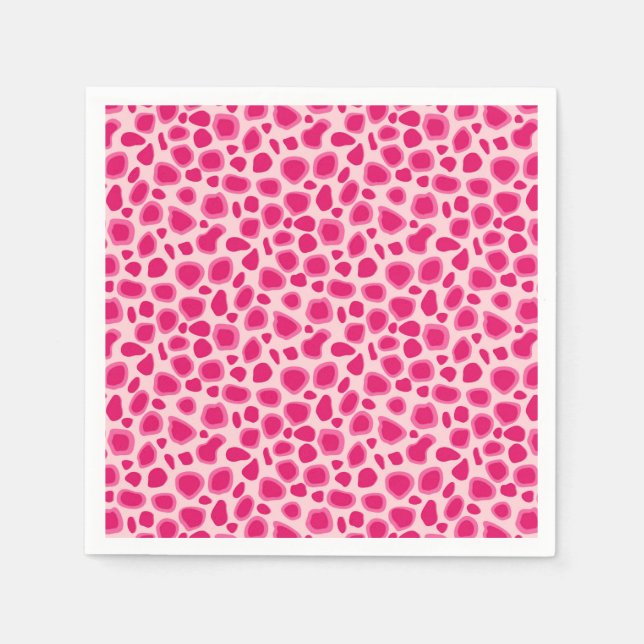 Serviette Jetable Empreinte de léopard - Fuchsia et rose clair (Devant)