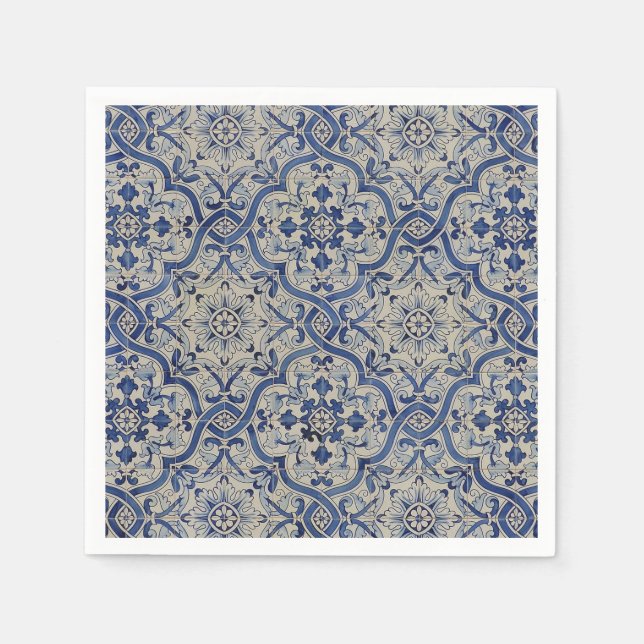 Serviette jetable en carreaux bleus (Devant)