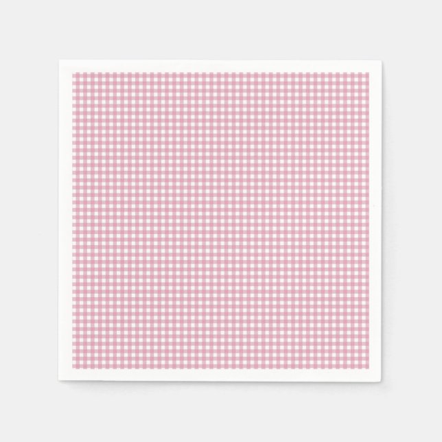 Serviette Jetable En vichy rose et blanc (Devant)