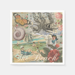 Serviette Jetable été plage vintage pieuvre antique voile