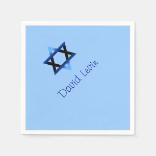 Serviette Jetable Étoile bleue de David Bar Mitzvah, personnalisé