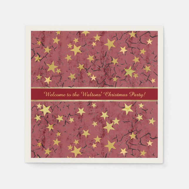 Serviette Jetable Étoiles de Noël ⭐ texte personnalisable (Devant)