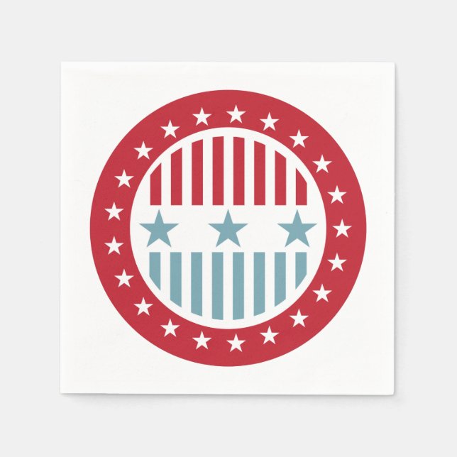 Serviette Jetable Étoiles et rayures 4 juillet ensemble de serviette (Devant)