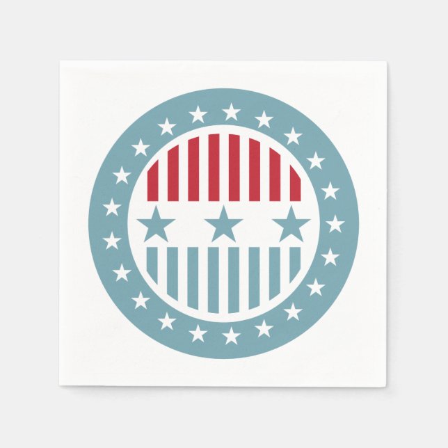 Serviette Jetable Étoiles et rayures 4 juillet ensemble de serviette (Devant)