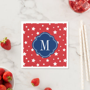 Serviette Jetable Étoiles patriotiques rouges blanches et bleues Mon