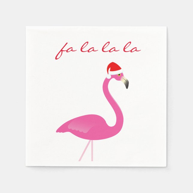 Serviette Jetable Fa la la la Flamant rose Holiday Napkin (Devant)