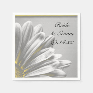 Serviette Jetable Faits saillants floraux jaunes et gris Mariage