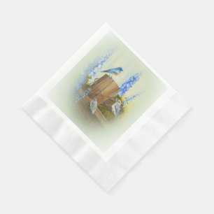 Serviette Jetable Famille d'oiseau bleu