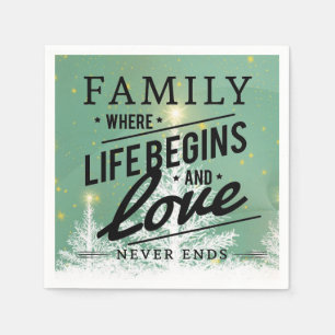Serviette Jetable Famille où la vie commence et où l'amour ne finit 