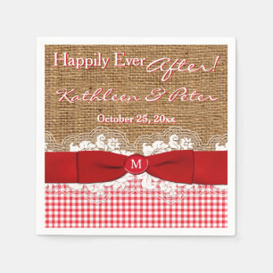 Serviette Jetable FAUX Burlap, dentelle, En vichy Mariage serviettes
