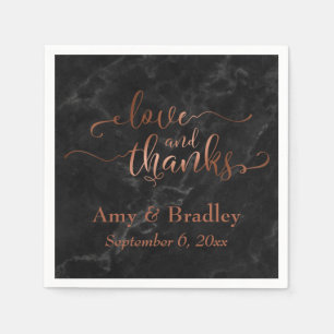 Serviette Jetable Faux cuivre écriture amour et remerciements avec m