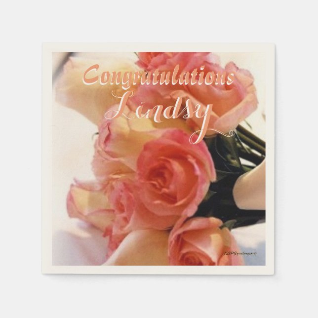 Serviette Jetable Félicitations Bouquet (Devant)