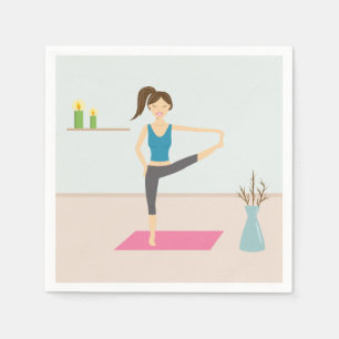 Serviette Jetable Femme élégante pratiquant le yoga dans une pièce é