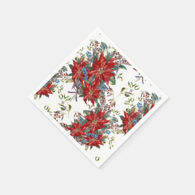 Serviette Jetable Festif Rich Poinsettia fleur Napkin (Coin)