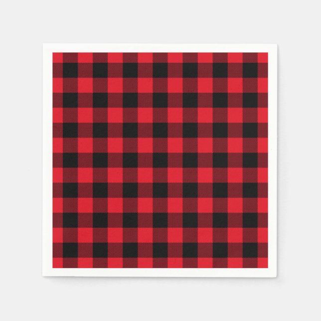 Serviette Jetable Festive Red Plaid Motif Holiday (Devant)