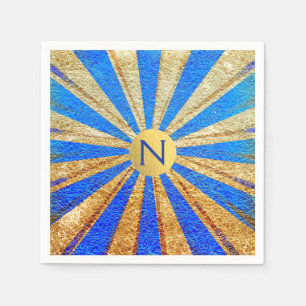 Serviette Jetable Fête au Carnaval du Cirque Vintage Bleu Royal Doré