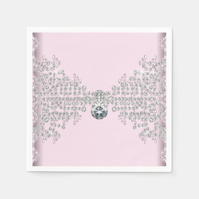 Serviette Jetable Fête d'anniversaire de diamant rose (Devant)