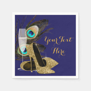 Serviette Jetable Fête d'anniversaire de femme Paon